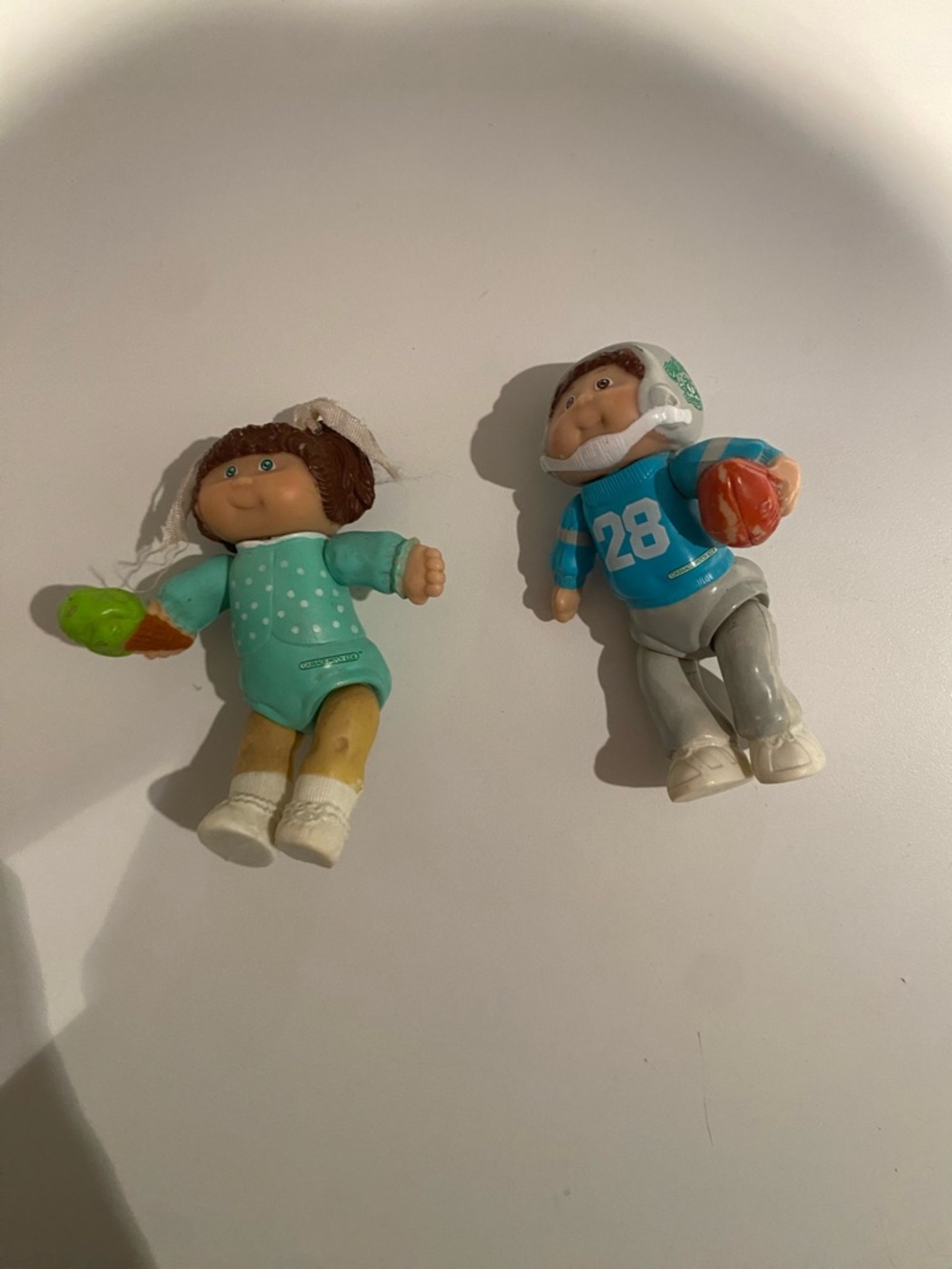 2 Vintage 1984 Cabbage Patch Kids Figurine Football Boy Baby ICECREAM Girl